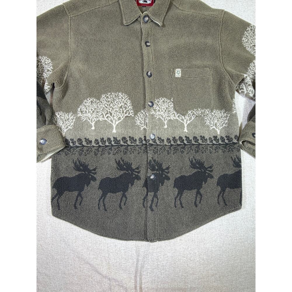 True Grit Mens Large Tan Alaskan Print Sherpa Button Front Jacket Coat Warm Wear - Picture 8 of 8